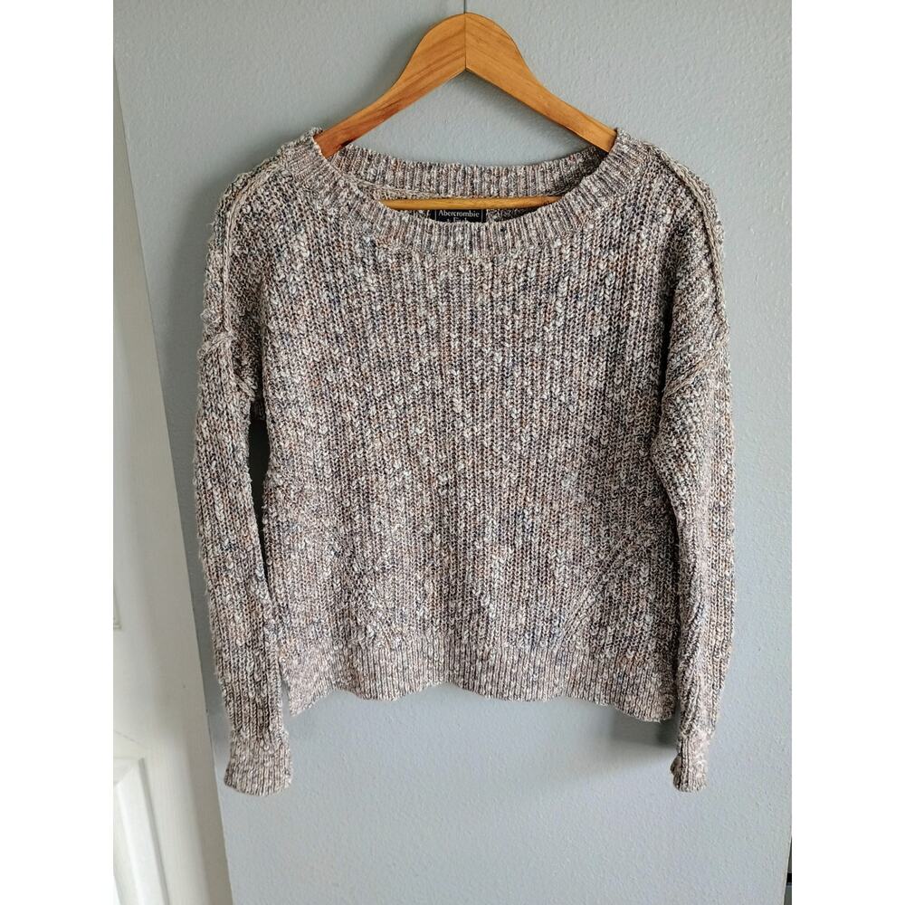 Abercrombie and Fitch women's marled crochet knit crew neck multicolor sweater M